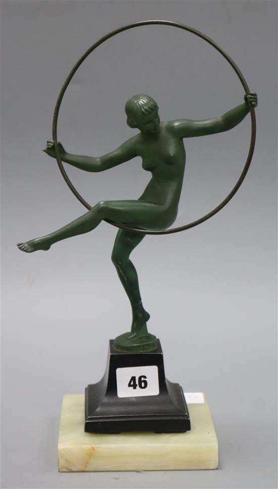 A small bronze figure of a hoop girl, signed Briand overall height 32.5cm